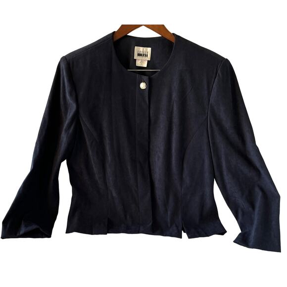 Vintage Leslie Faye Dress Top Separate - Navy - Velvet Feel - Size 16 - Picture 1 of 8